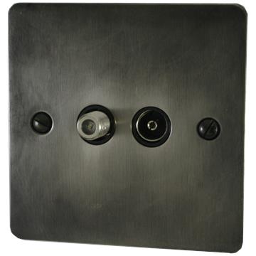 Flat Slate Effect TV/Satellite Socket (Black Insert)